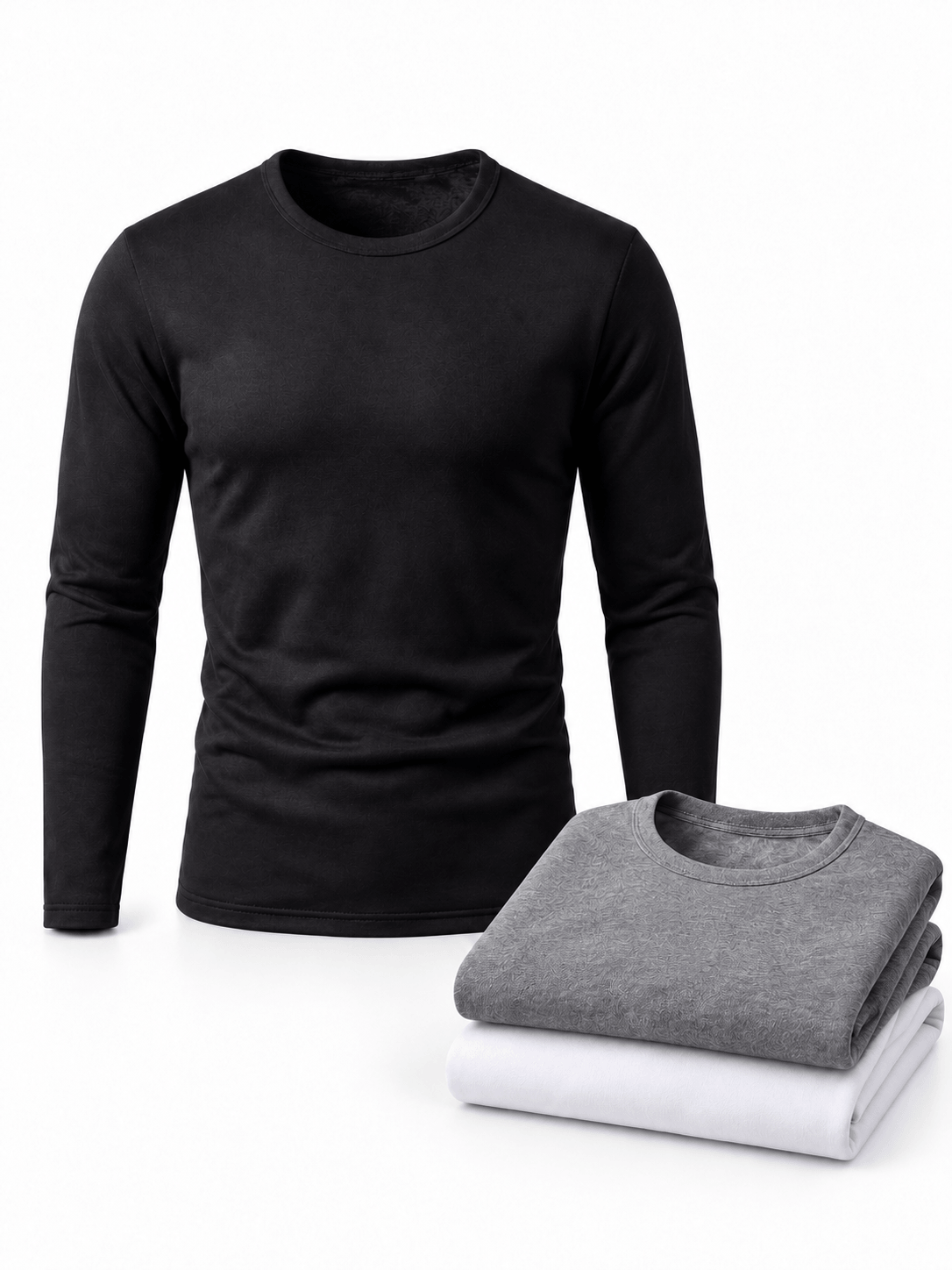 Fleece-Lined Thermal Crewneck Base Layer Shirts 3-Pack