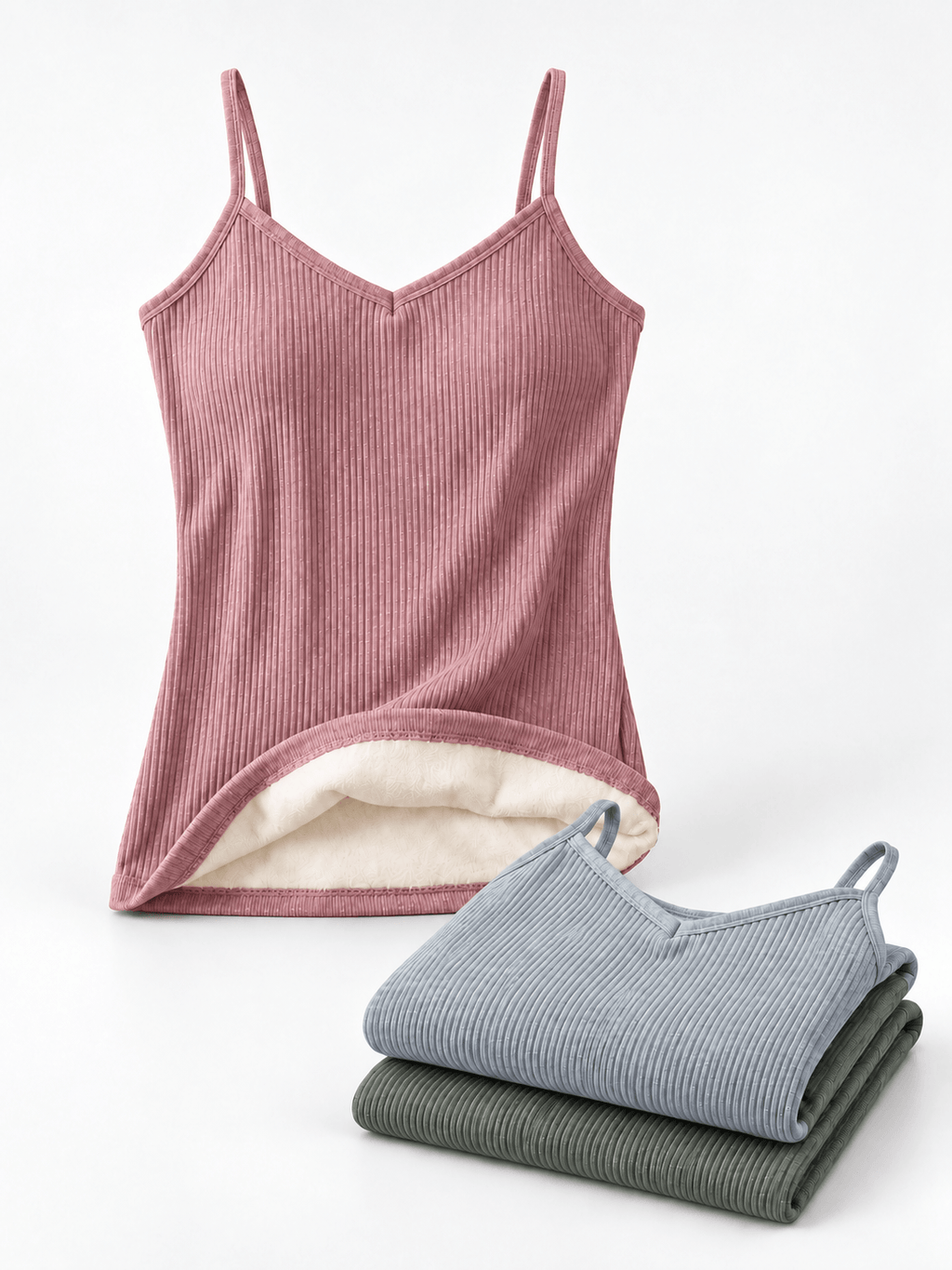 Women's Warm-Lined Ribbed Camisoles 3-Pack