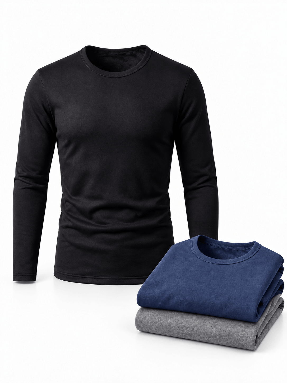 Fleece-Lined Thermal Crewneck Base Layer Shirts 3-Pack
