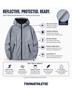 Night Reflective Hooded Windbreaker Jacket with Zip Pockets