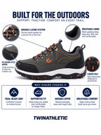 Outdoor Hiking Shoes with PU Leather-Style Upper and Lugged Sole