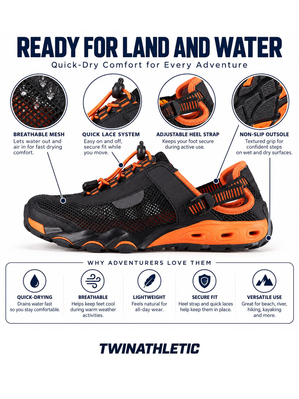Quick-Dry Barefoot Water Shoes with Heel Strap