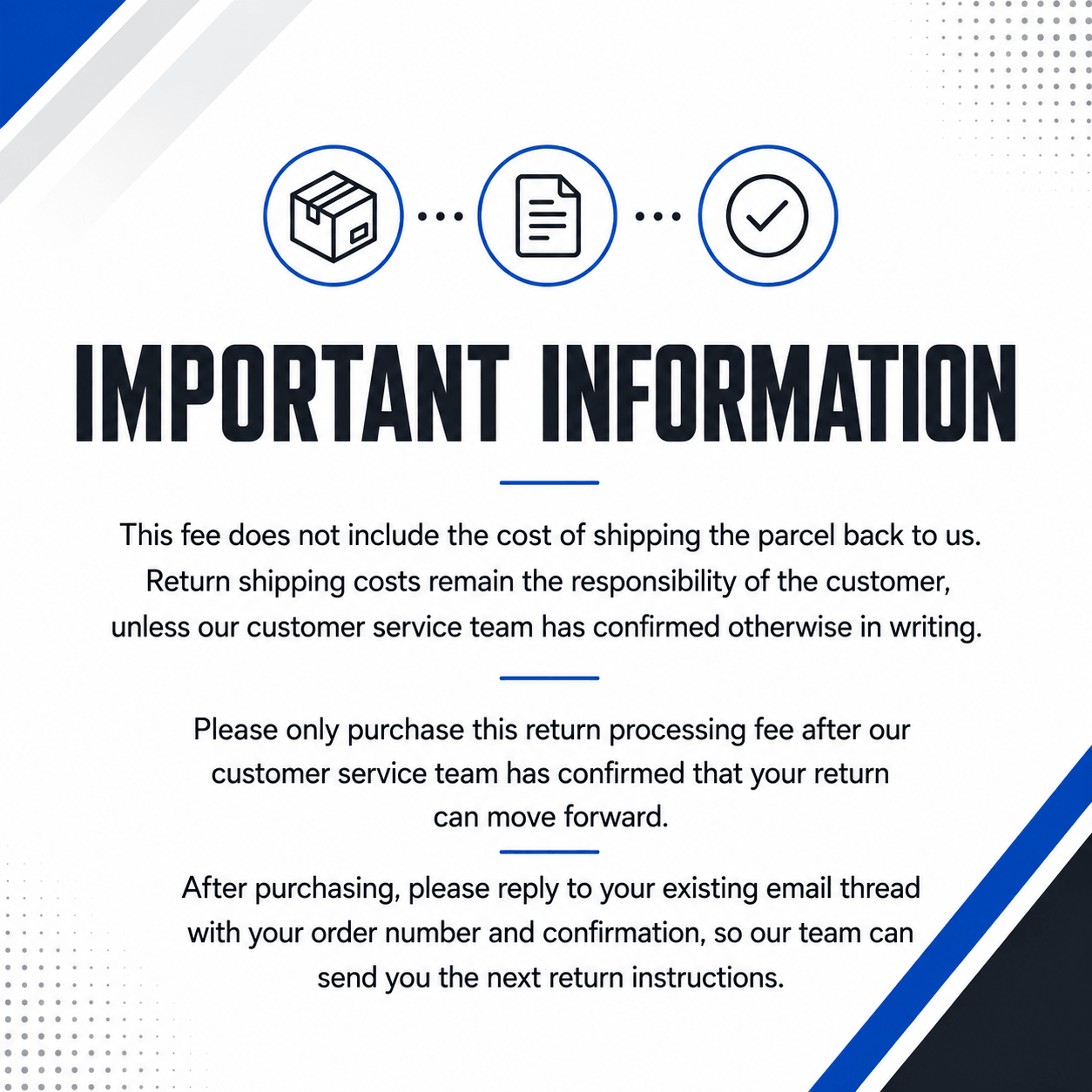 Clearance Return Processing Fee (Single Item)