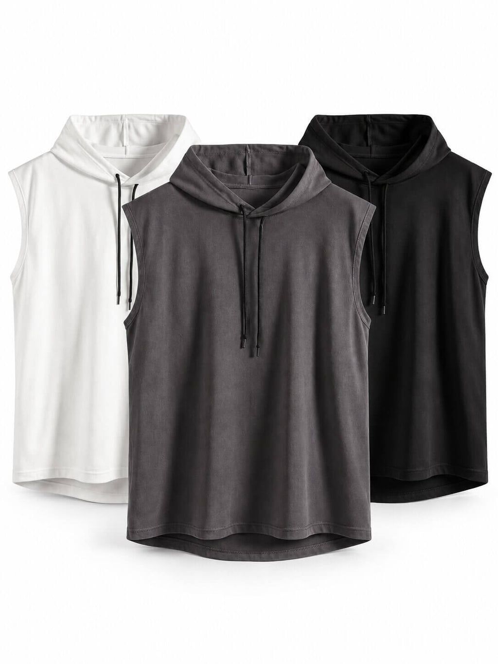 Men's Sleeveless Gym Hoodies - 3-Pack