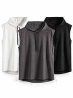 Men's Sleeveless Gym Hoodies - 3-Pack