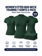 Women's Fitted High-Neck Training T-Shirts - 3-Pack