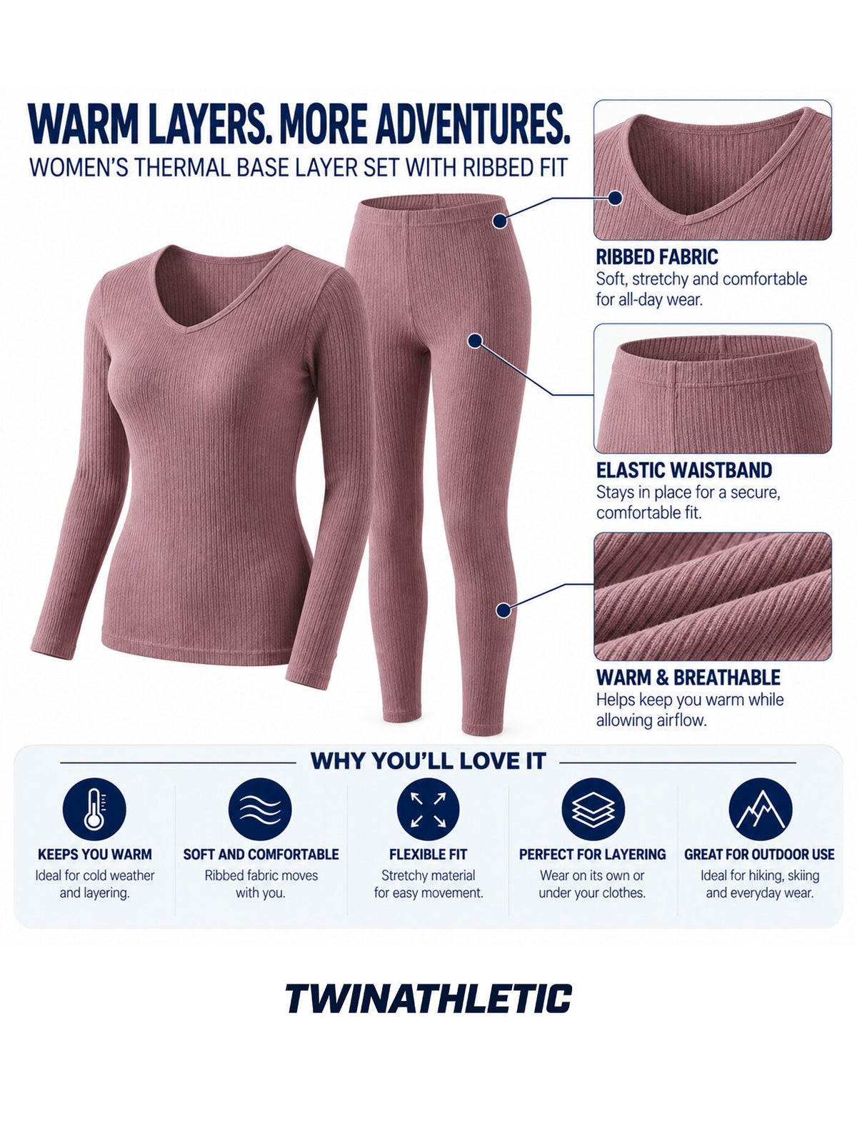 Women’s Thermal Base Layer Set with Ribbed Fit